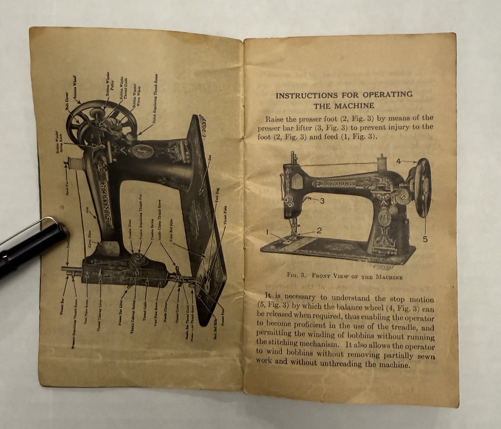 Vintage Singer 127 Class Sewing Machine Instructional Manual Book Original 1915