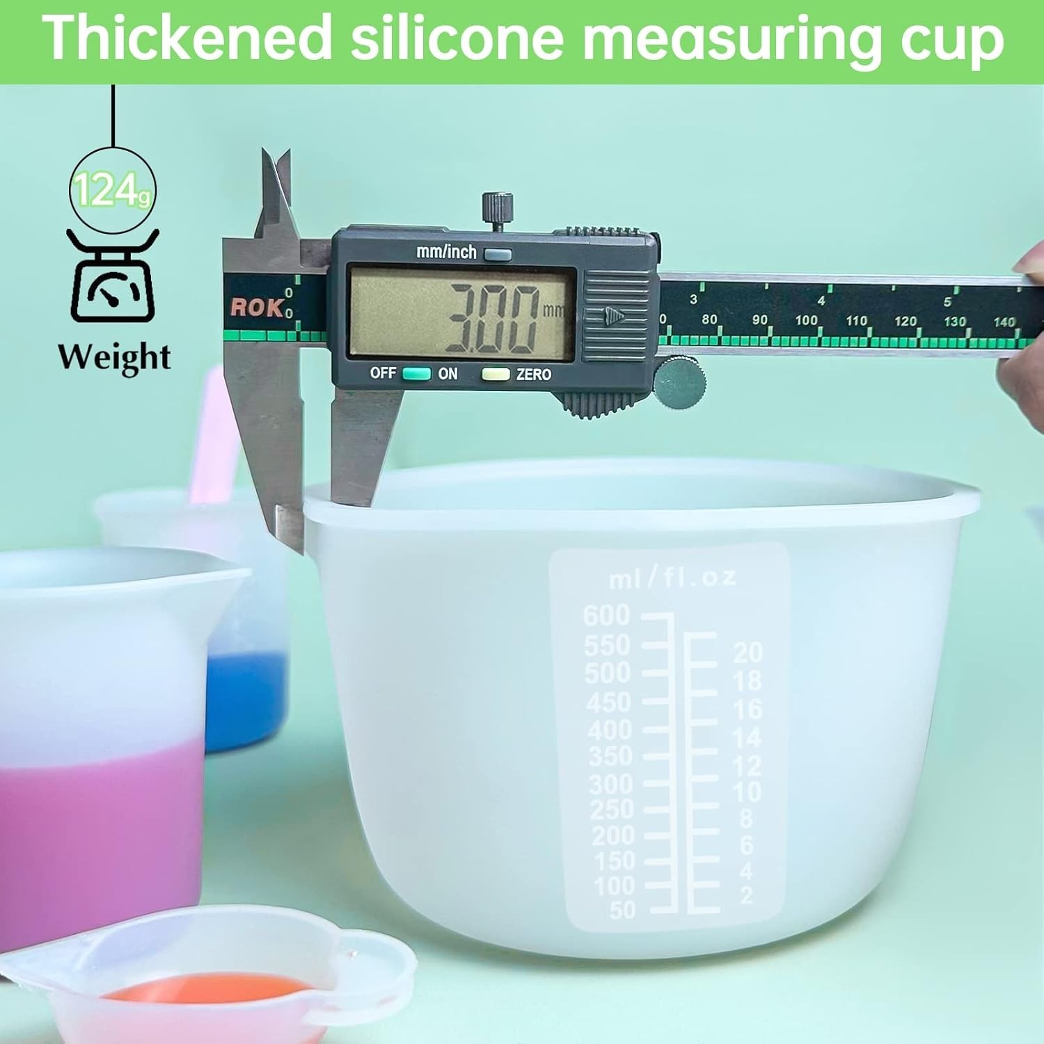 Silicone Measuring Cups for Resin Supplies – Kit with 600ml & 100ml Mixing Cu…
