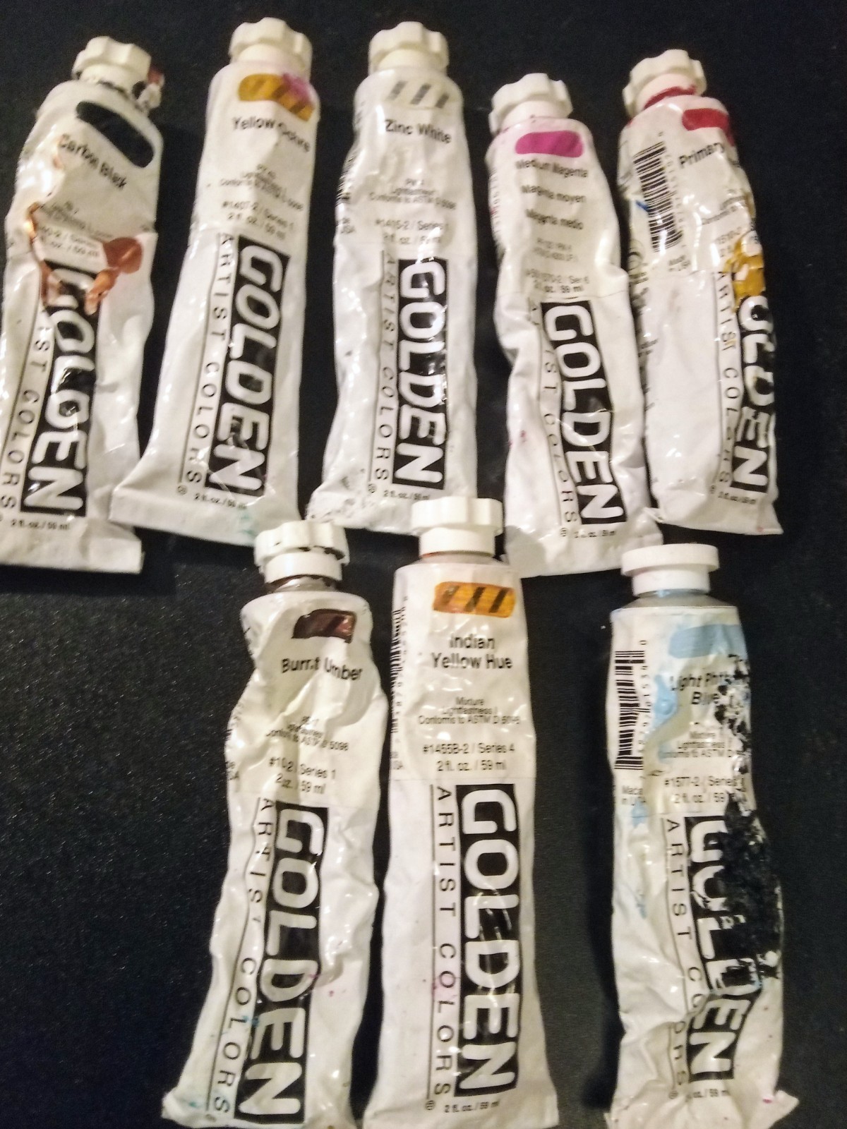 GOLDEN Artist Colors Fine Art Acrylic Paint Tubes Lot, Assorted Multicolor