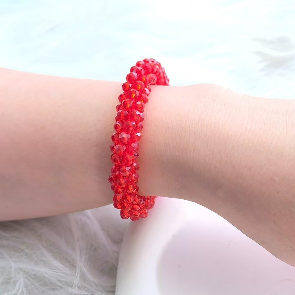 Handmade Bead Bracelet Artificial Crystal Artisinal Chunky Statement Jewelry Boh