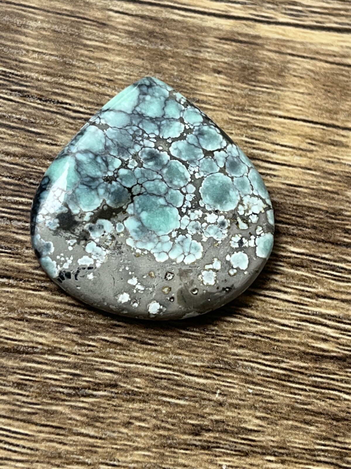 Poseidon Variscite “Starfox” mine 24.45 ctw Pear Tear drop Cabochon Tonopah NV
