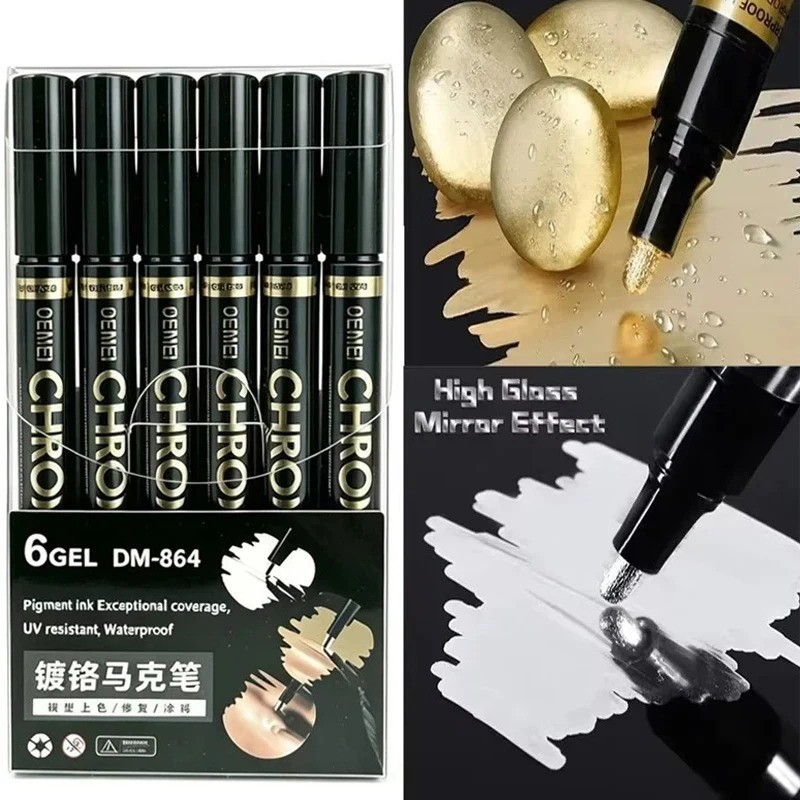 Liquid Chrome Markers Set, Permanent Mirror Pens for Plastic, Metal, Art