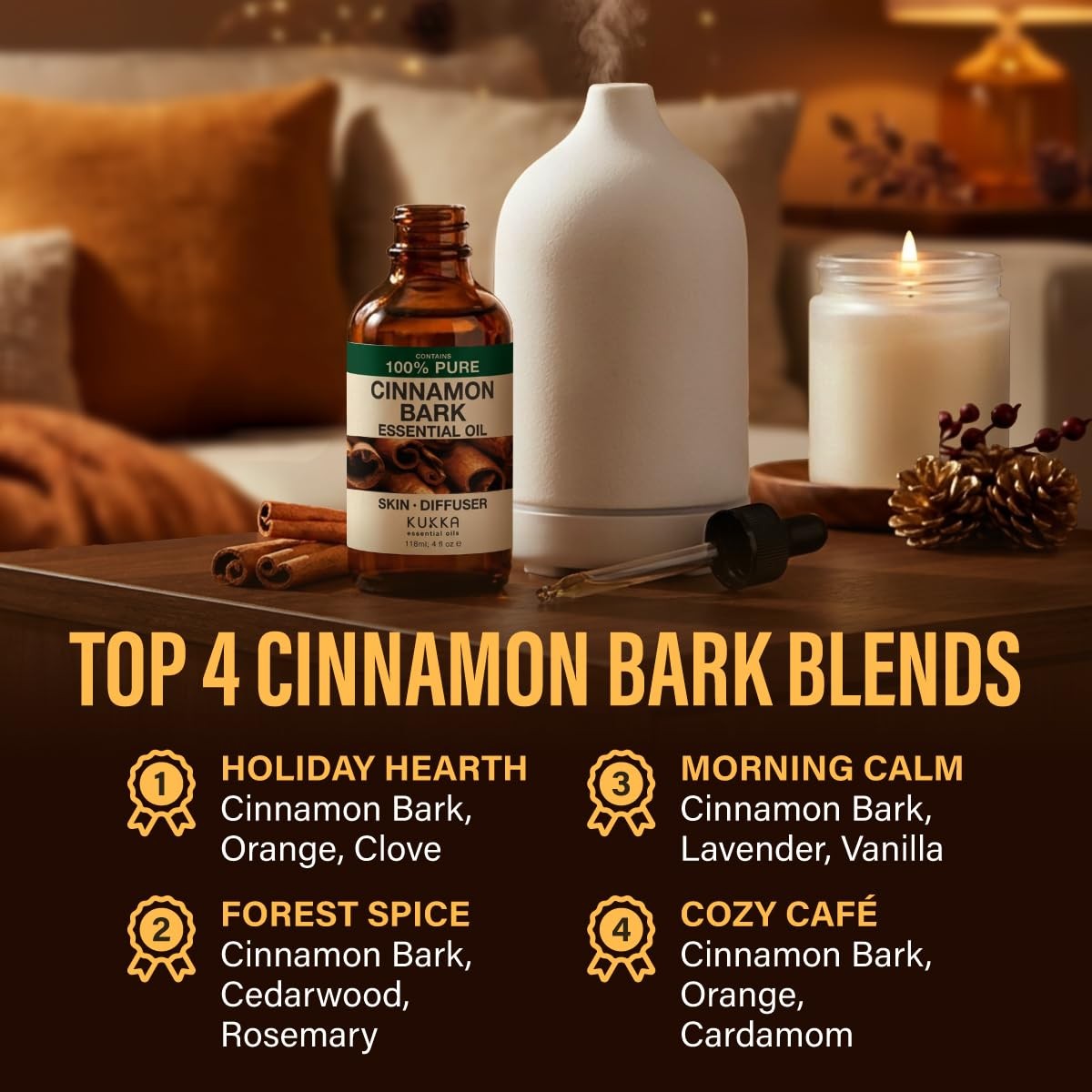 100% Pure Cinnamon Oil – 4 Fl Oz 4.00 (Pack of 1),