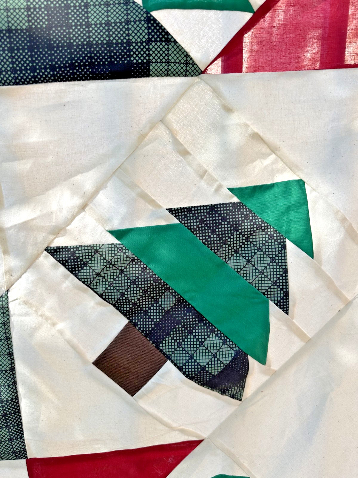 Christmas Wish Pine Tree Cotton Fabric Patchwork quilt top/topper 86×86″