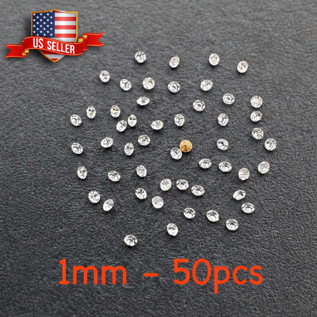 50 pcs 1mm 2pp Round Foil Back Crystal Rhinestones Jewelry Repair Artwork Craft