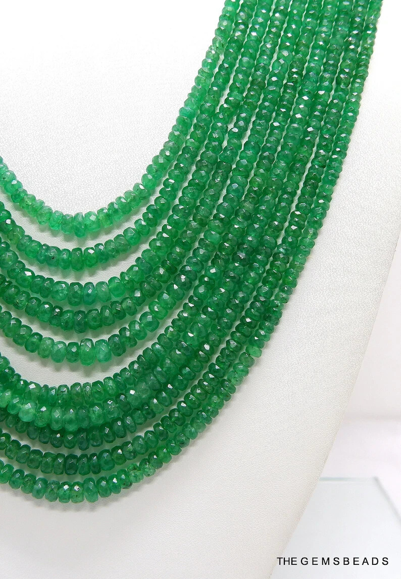 Zambian Emerald Faceted Beads 3.5–4mm | 14″ Strand AAA+ Green Gems