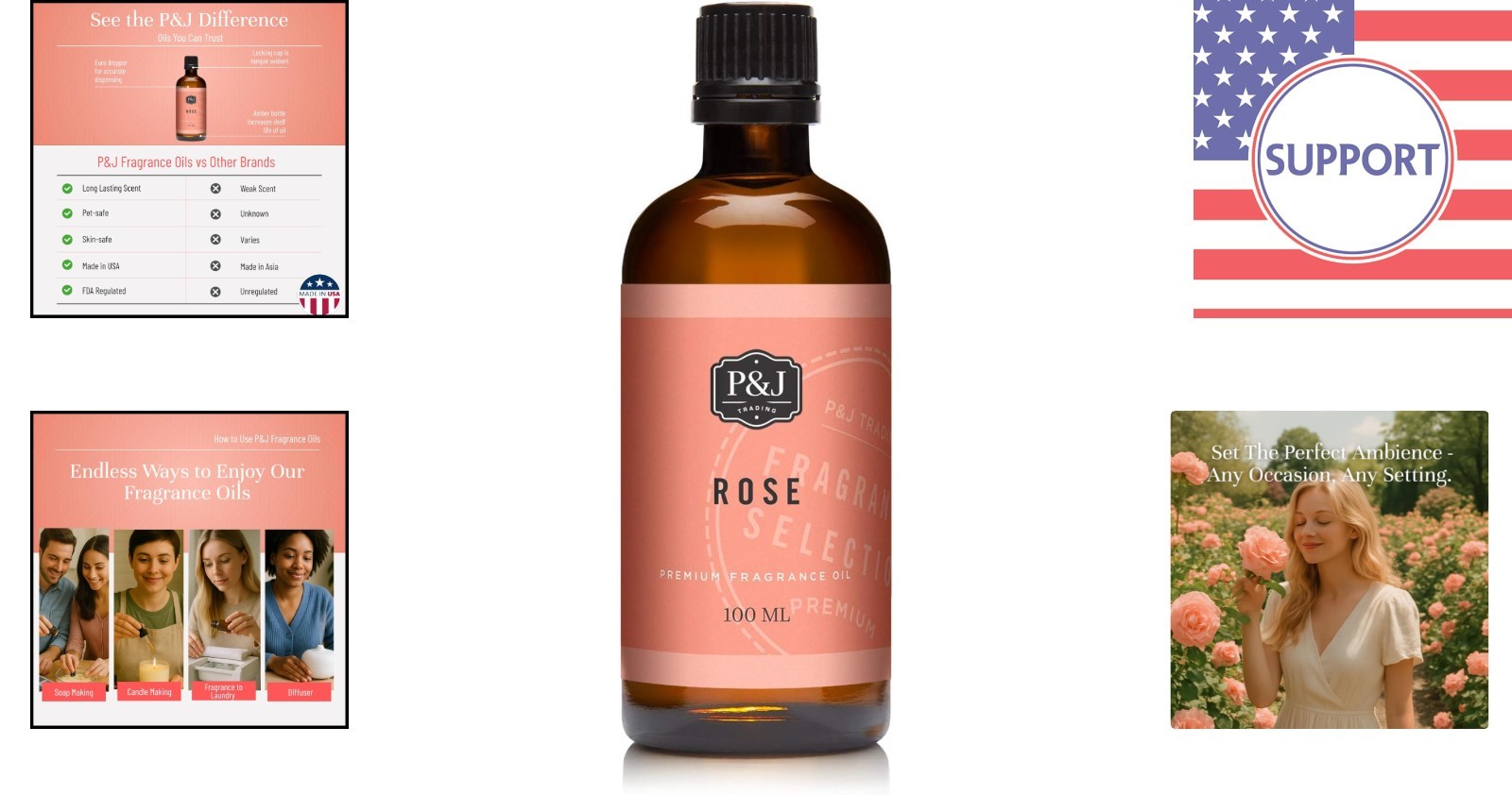 & Cruelty-Free Rose Fragrance Oil 100ml – Ideal for Home Scents and Crafts