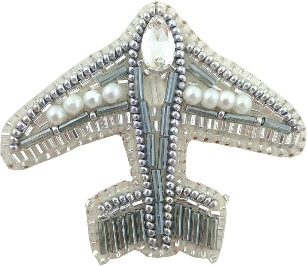 Crystal Art Beadwork kit for creating brooch BP-222C Aircraft