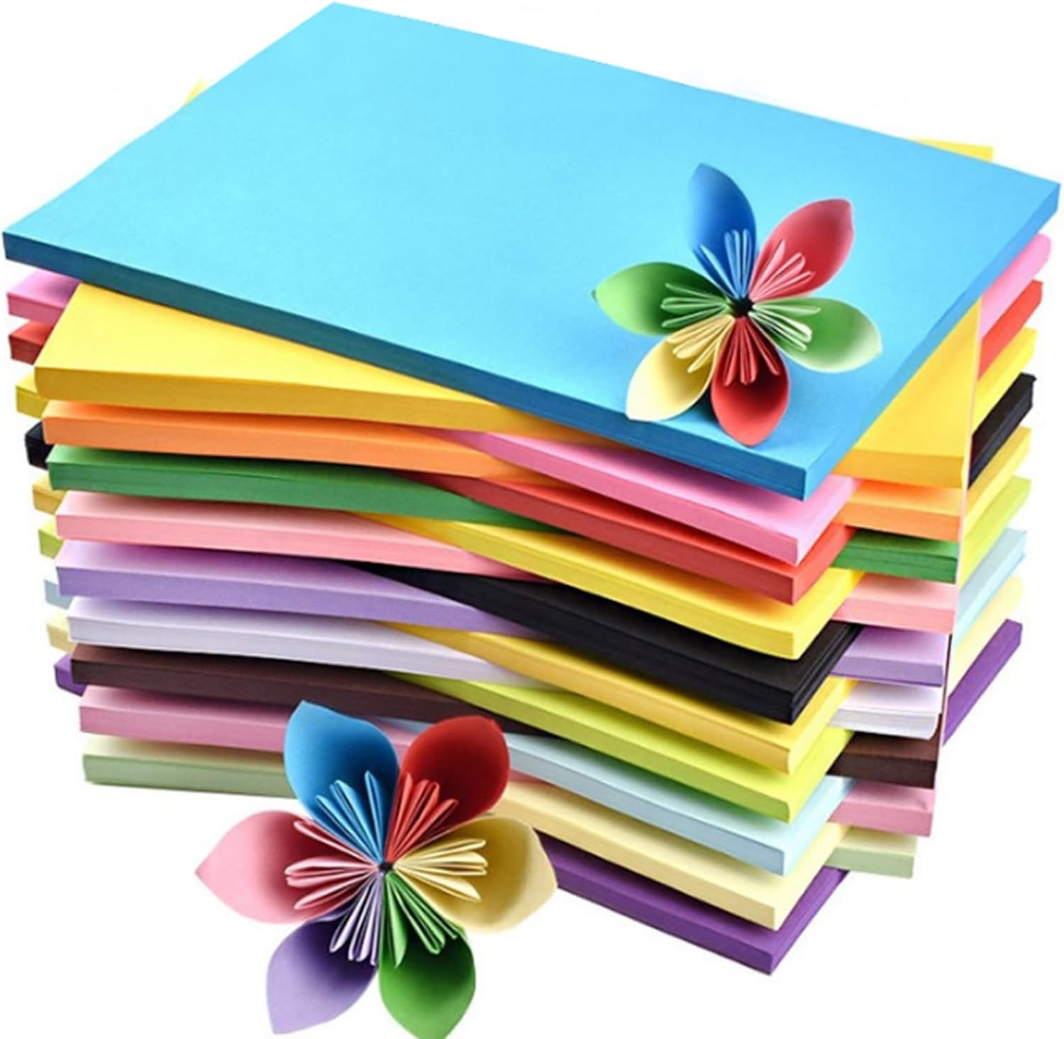 Colored Paper 100 Sheets, 20 Assorted Colors Construction A4 Copy Paper for Scho