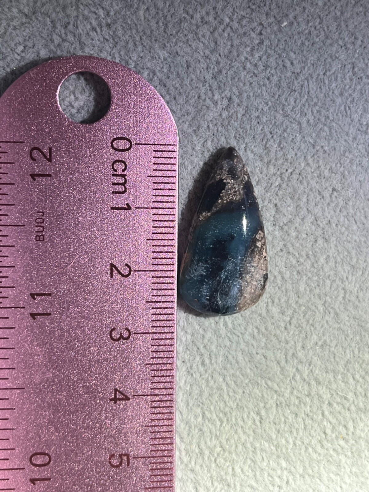 Needles Blue Agate 13.1 Cab in Rhyolite Porphyry Pear tear drop Blue Danube , AZ