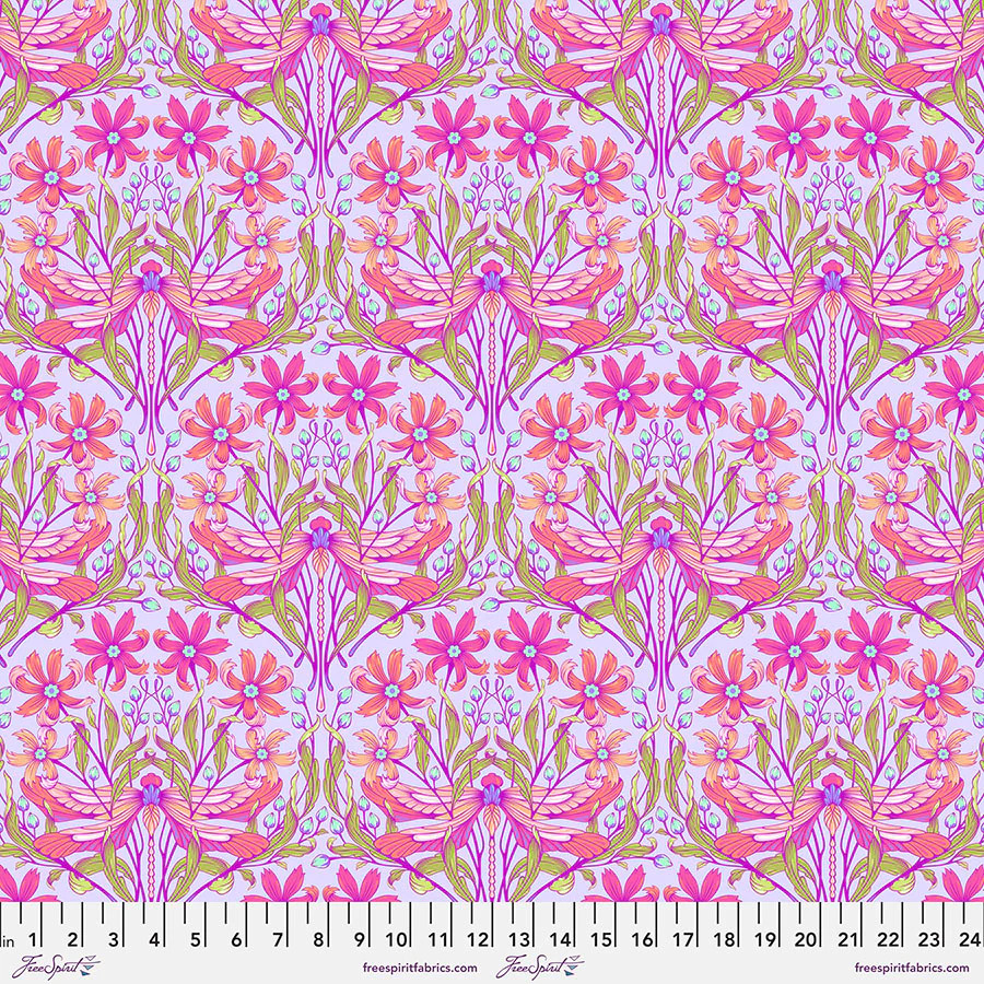 Tula Pink Moon Garden Dragon Your Feet Dusk Pink Fabric Cotton 18″ X 42″ New