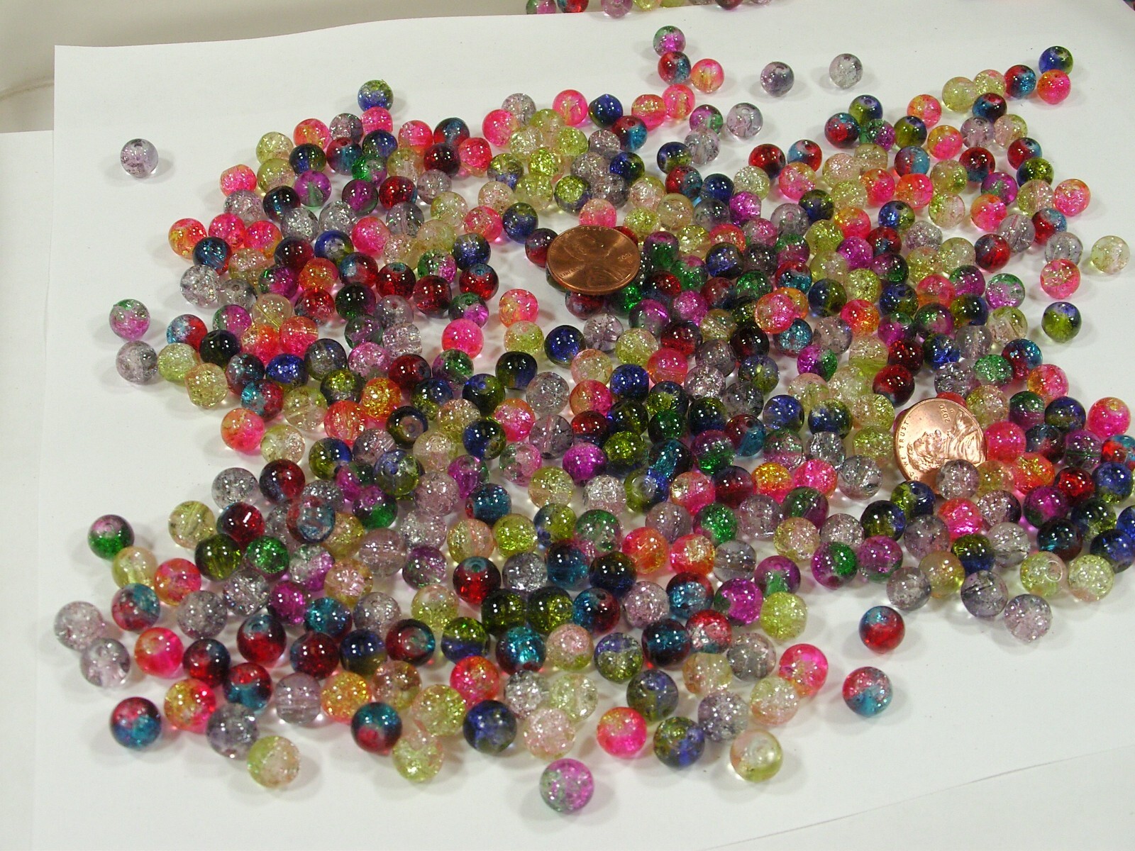 Two Pounds (7mm x 8mm) Round Assorted India Crackle Glass Beads Bulk (TKK-9) ⭐