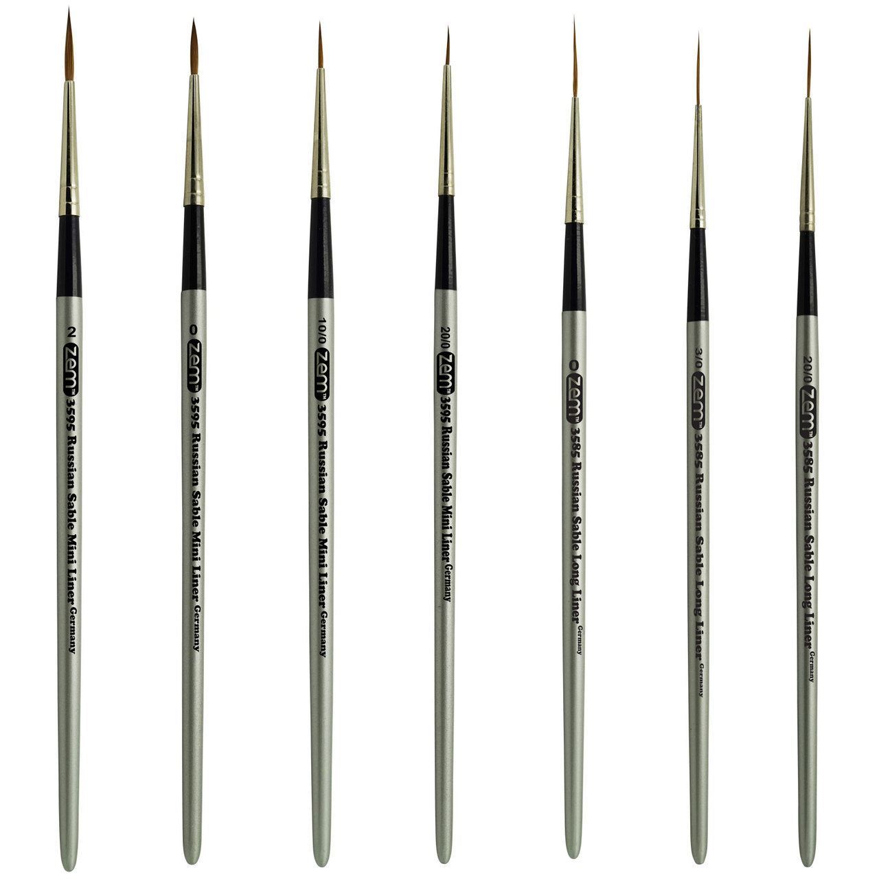 AS-64 Russian Pure Sable Long Liner and Mini Liner Brush Set 7 pcs