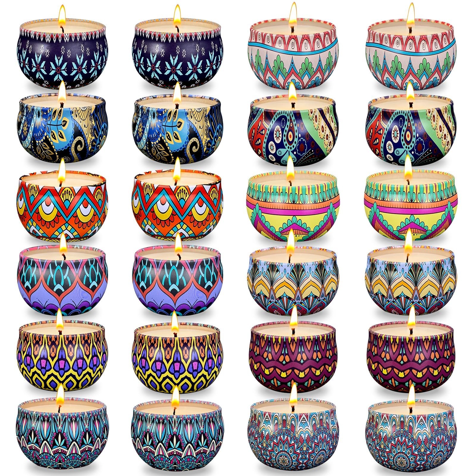 Scented Candle Set, 24 Pack Home Candles, 600 Hour Long Lasting Soy Wax Candl…