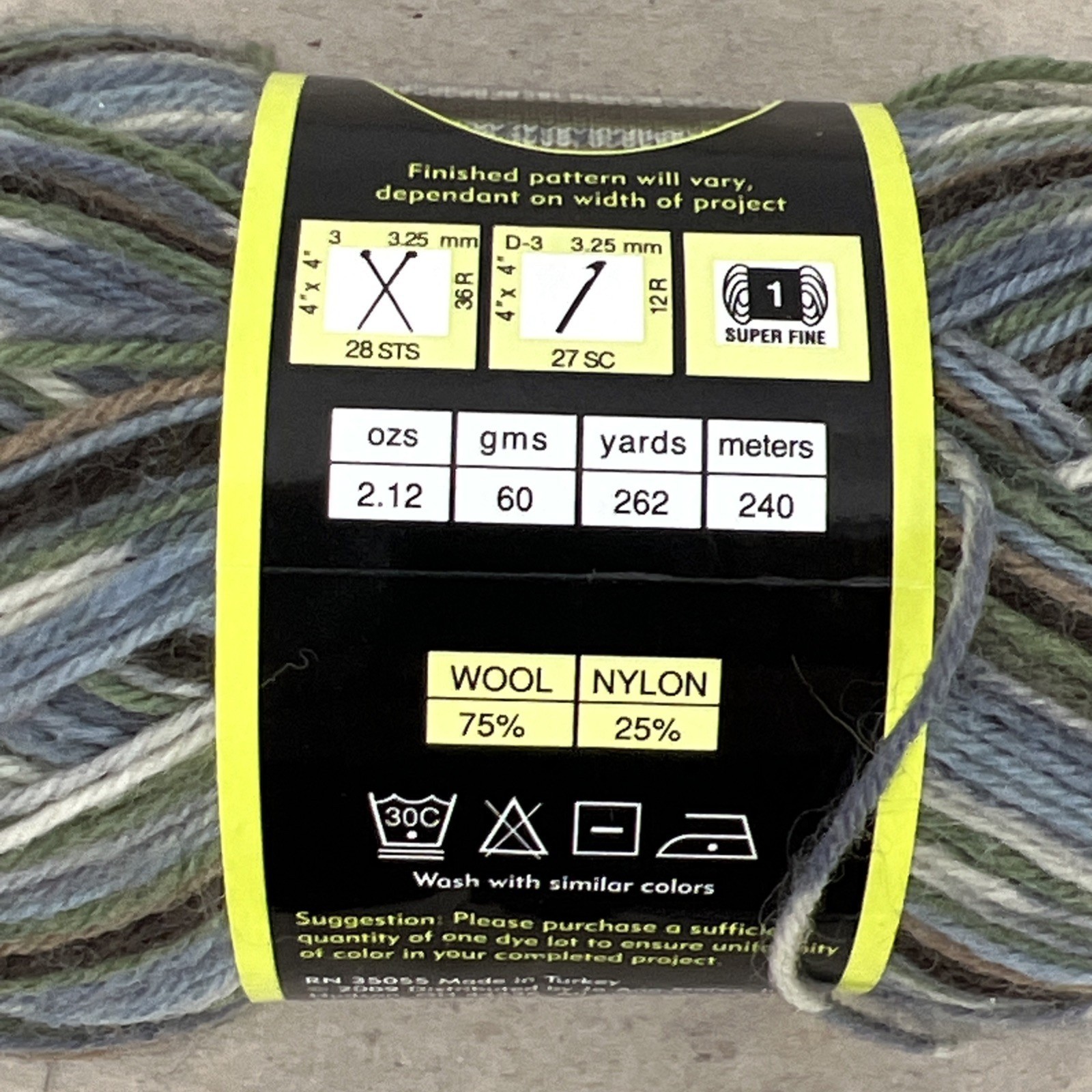 Sentations Soles & More Sock Yarn 60 gms ea. 75% Wool 25% Nylon Super Fine