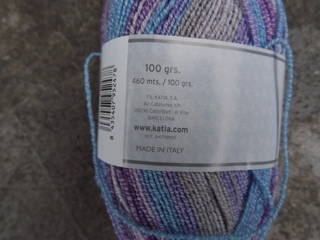 Katia Bombay Cotton blend sock yarn, 1 skein, Color 71, three balls available