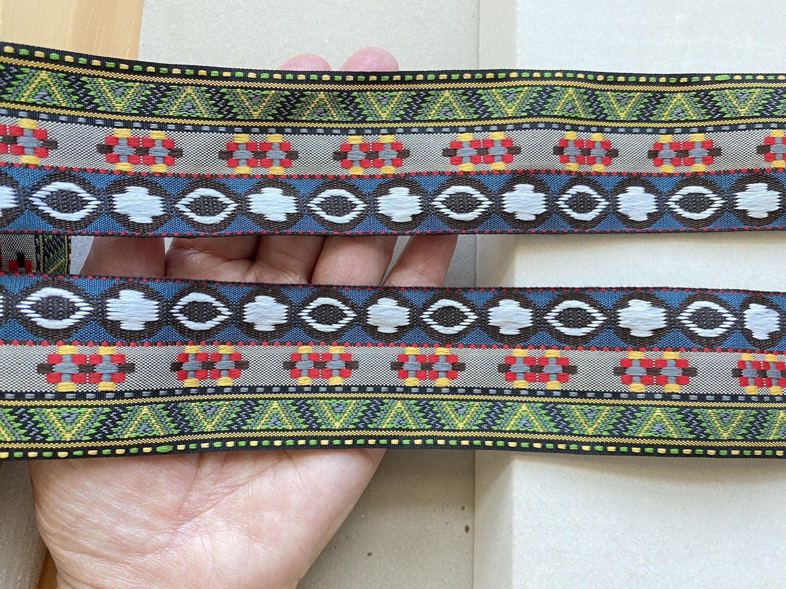 2 Yards Multicolor Jacquard Ribbon Trim for Sewing/Crafts/Belts/JG02/1.5″ Wide