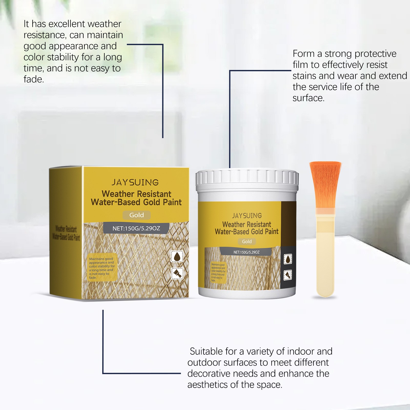 Weather Resistant Water based Gold Paint,Exterior Decoration Paint Fast Drying