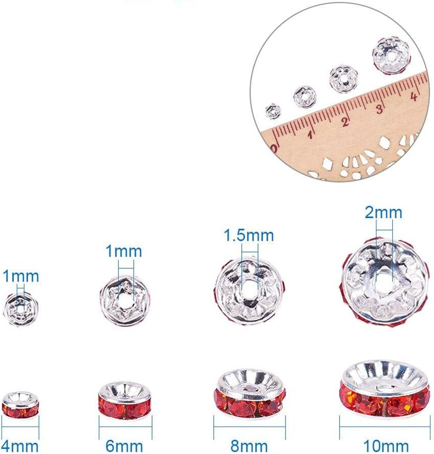 100Pcs Rondelle Spacer Beads 8Mm Silver Plated Czech Crystal Rhinestone for Jewe