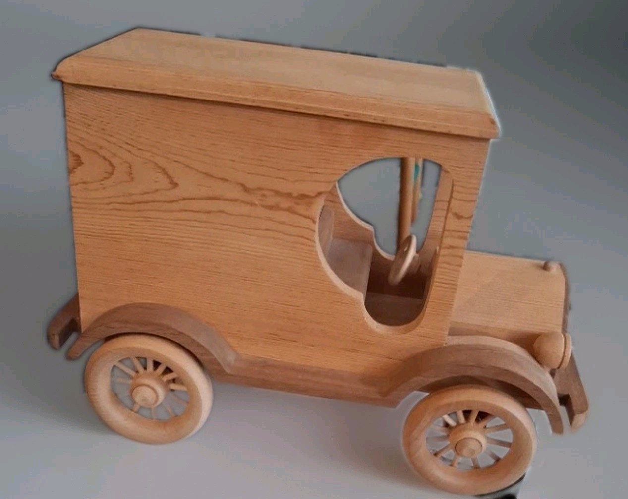 Wood Art Model T Delivery Van Handcrafted Light Unfinished Wood Unique Decor