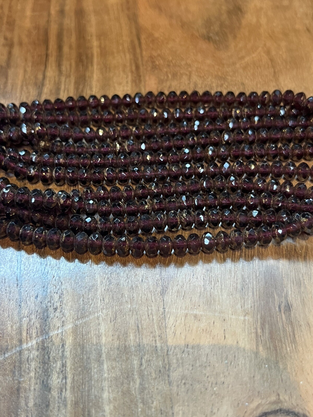 Iridescent Pressed Glass Purple Gold Vintage Czech Glass 6 In Strand Beads