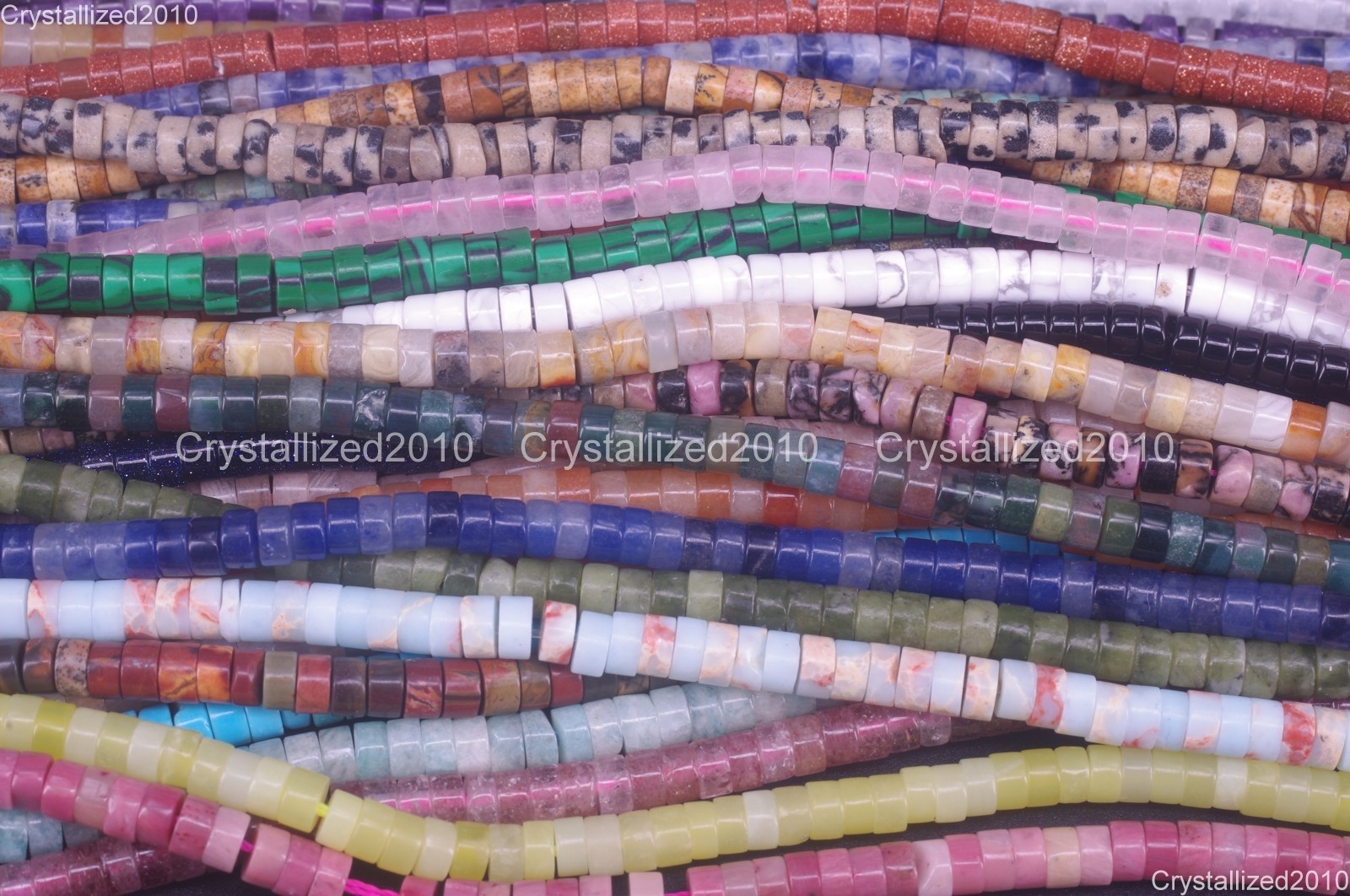 Natural Gemstones Heishi Cylinder Disc Spacer Beads Jewelry Making 2x4mm 15.5″