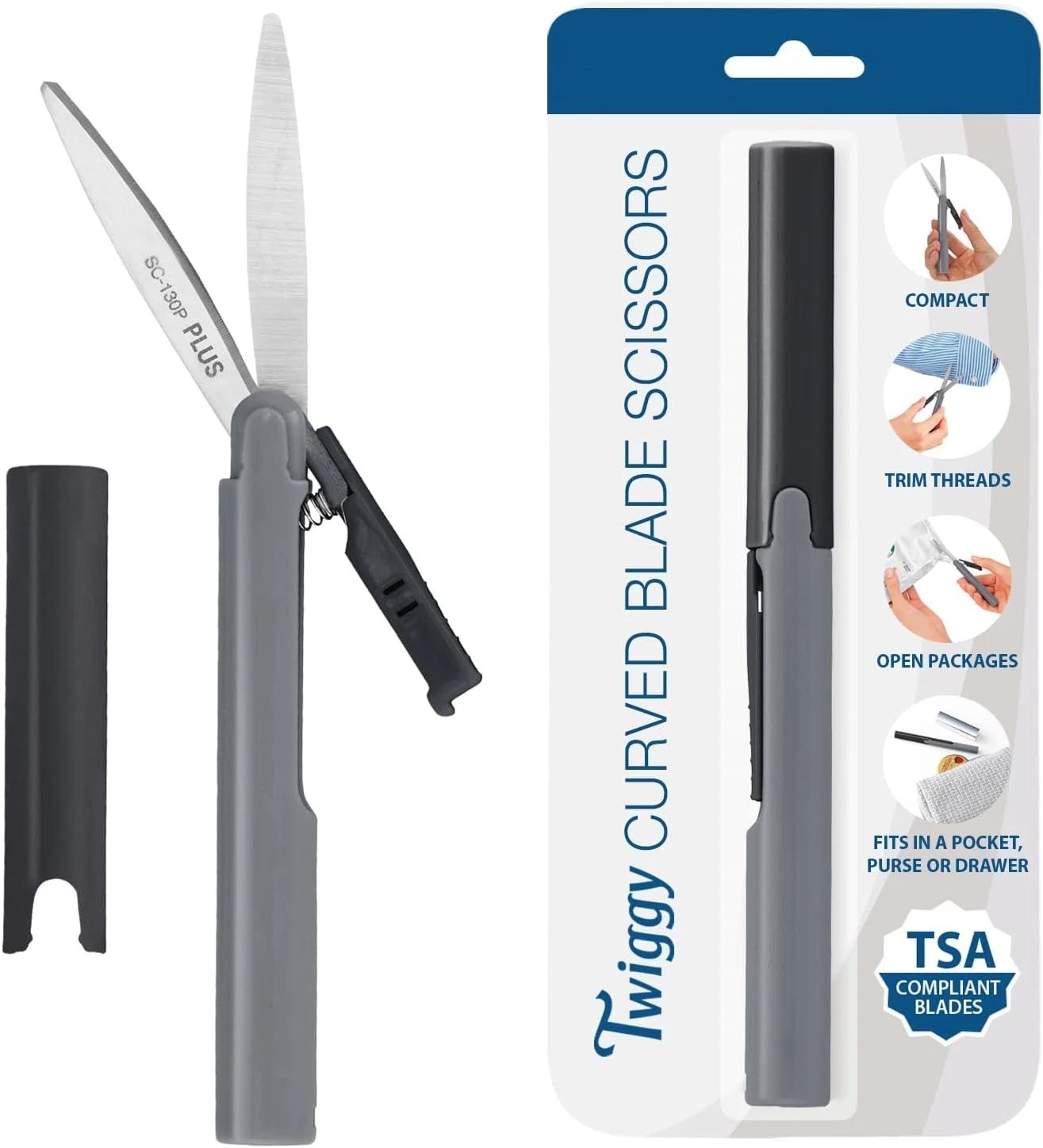 Pen Style Non-Stick Compact TSA Twiggy Scissors with Cover – Pen-size Scissors