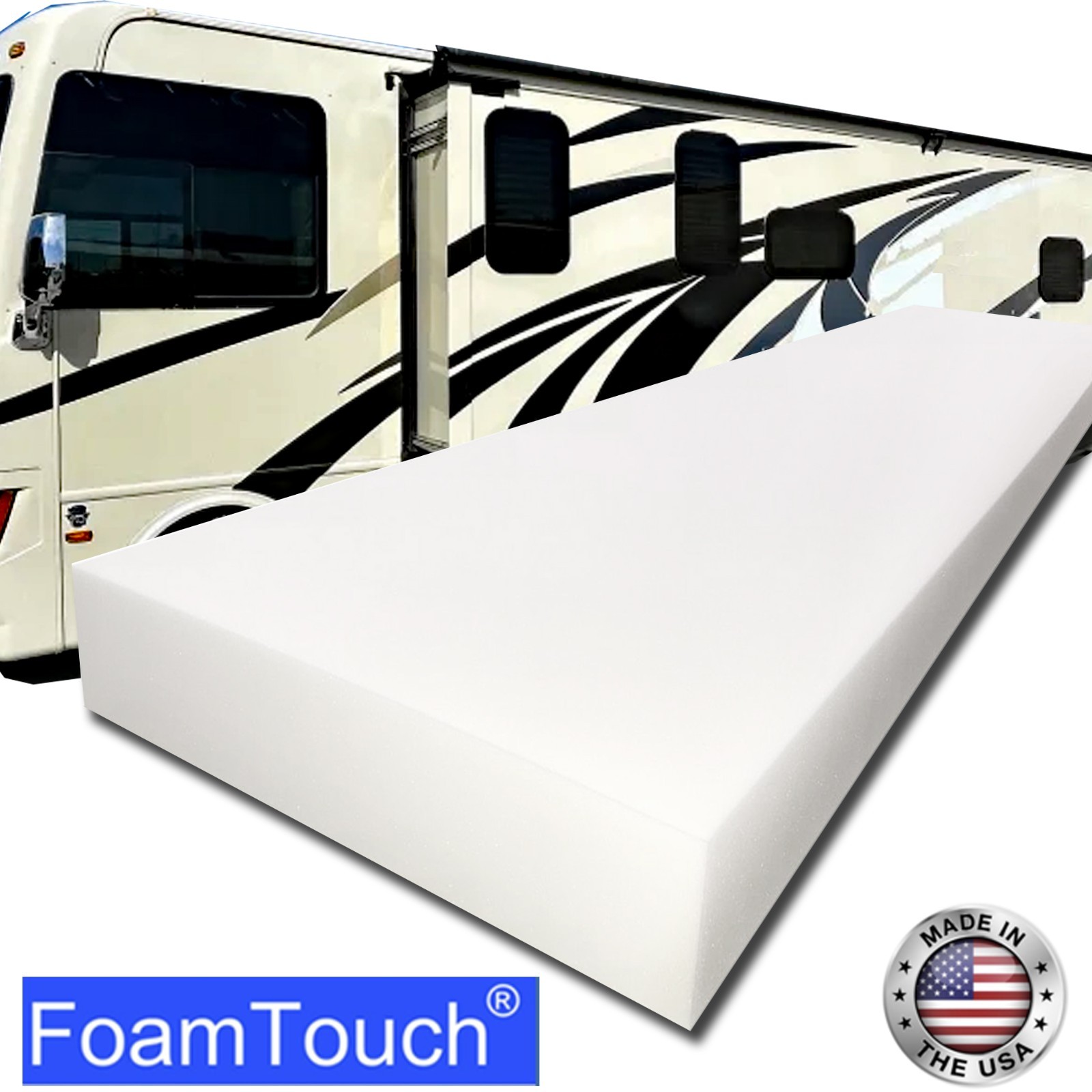 High Density #FoamTouch Upholstery Foam size 6″ X 24″ X (24-40)” Custom Cut