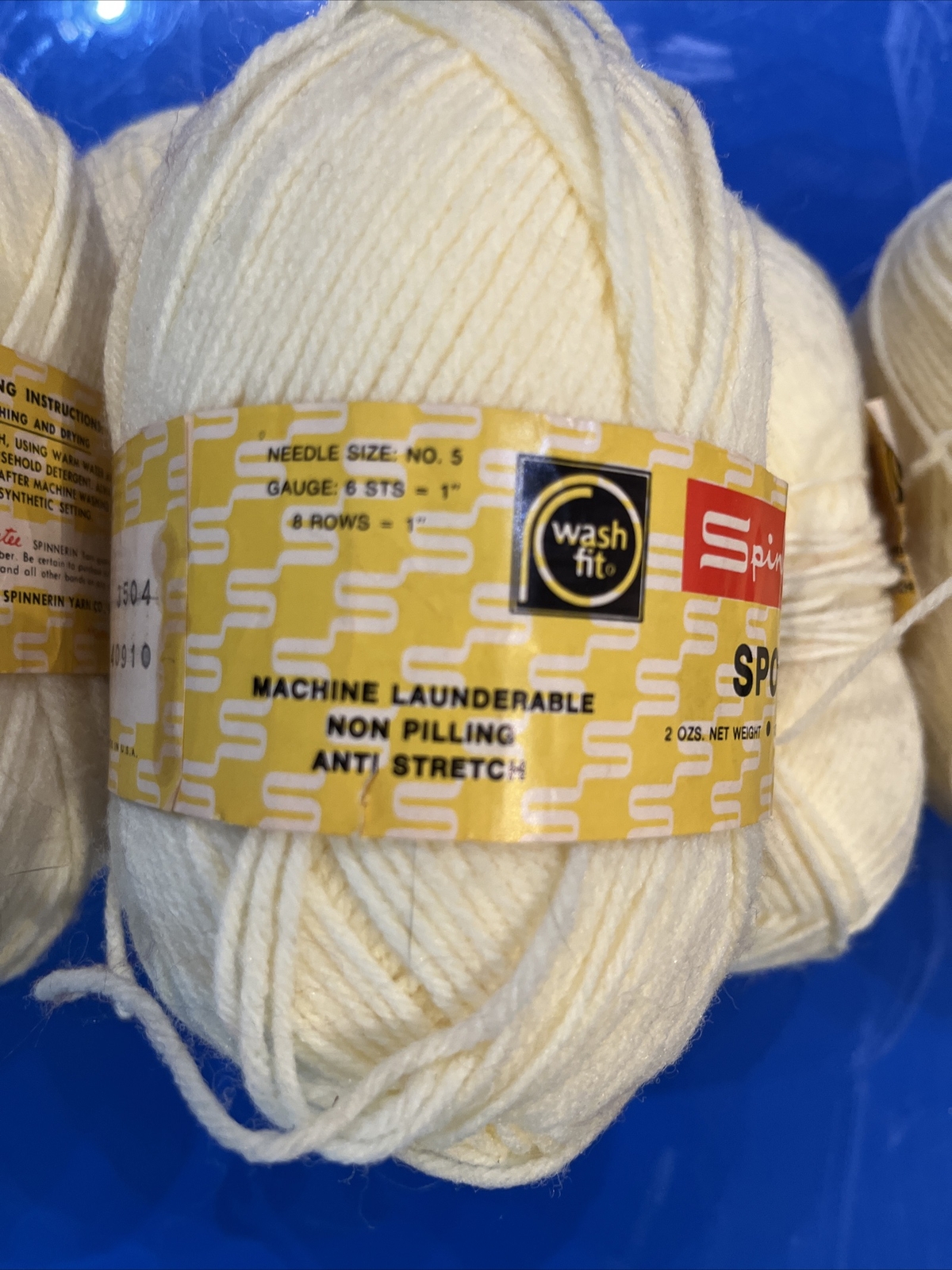 6 Spinnerin Sport 100% Orlon Acrylic Yarn 2 Oz Skein Pale Yellow 3504