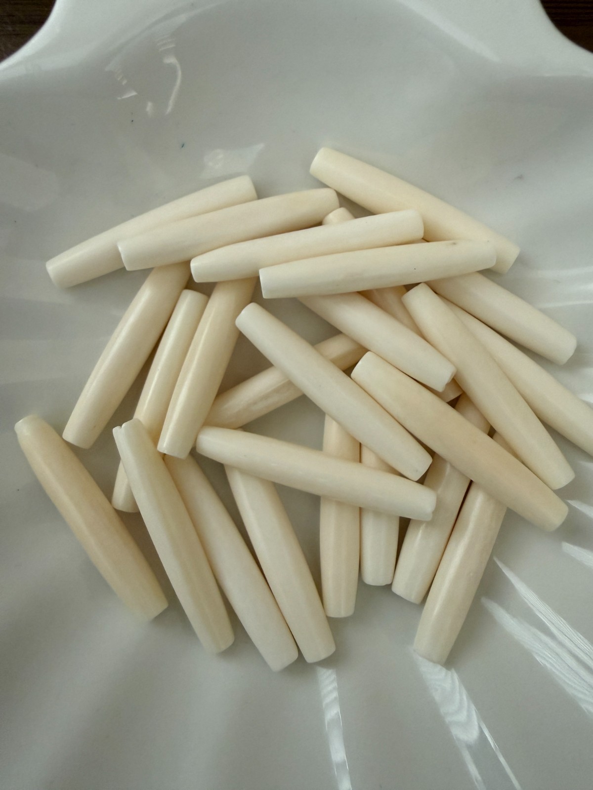 20PC White Buffalo Bone Hair Pipe Tube Beads 1 1/2″
