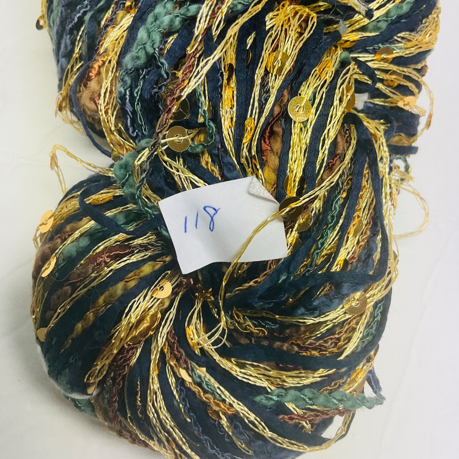 Lucci YarnsNew Lucatape Unit of 1 Navy/Multi/Gold sequin CottonNot PliedDesigner