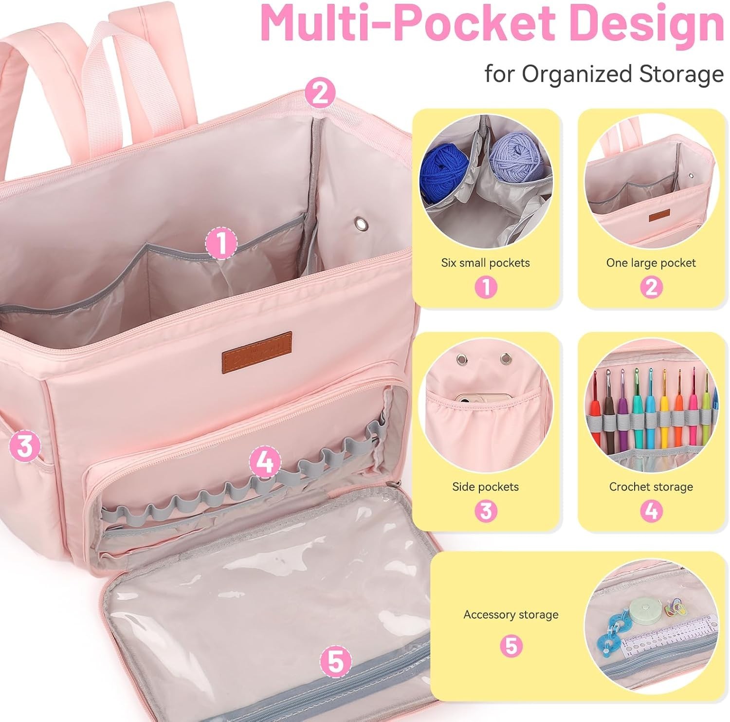 Beginner Crochet Kit for Adults with Tools & Bag