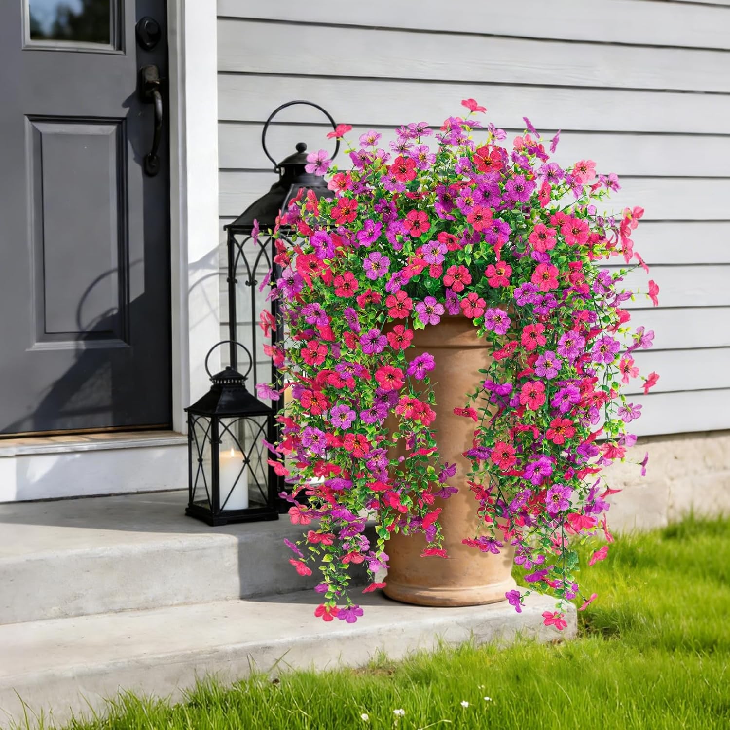 2Pcs UV Resistant Artificial Daisy Hanging Flowers Outdoor Decor