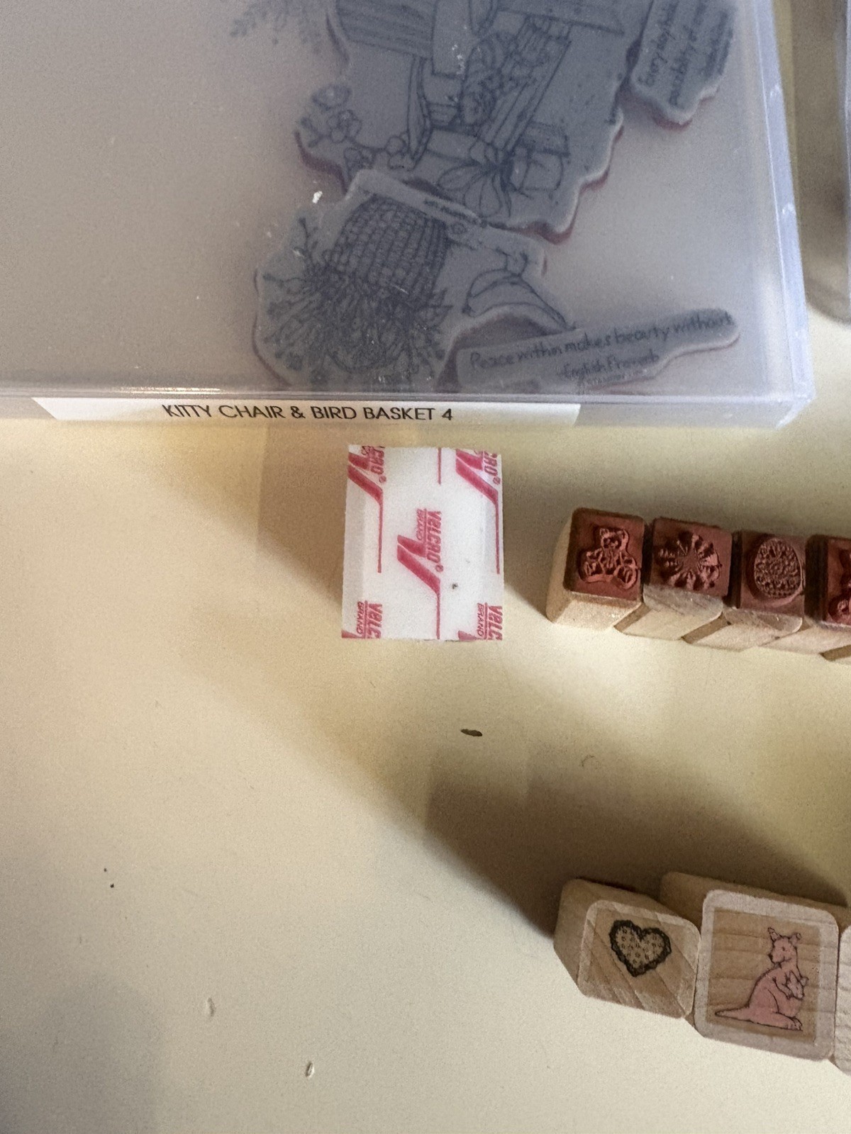 38 Assorted Rubber Stamps With 4 None Cubes, 3 Color Box Ink Cubes. **See Pics