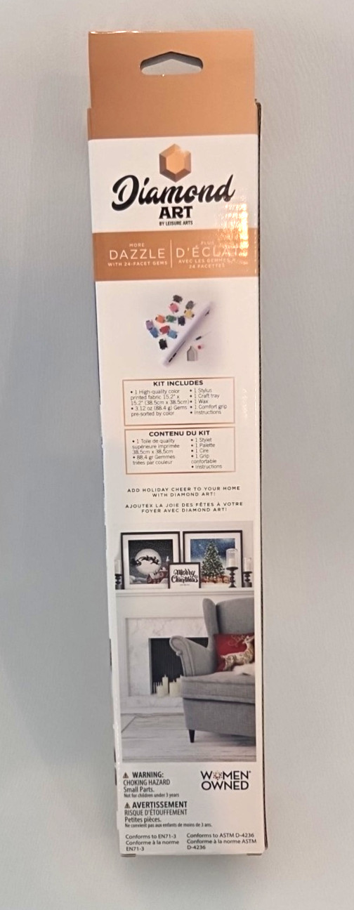 NIB Diamond Art Holiday Snowman Diamond Paint by Number Complete Kit Ages 13+