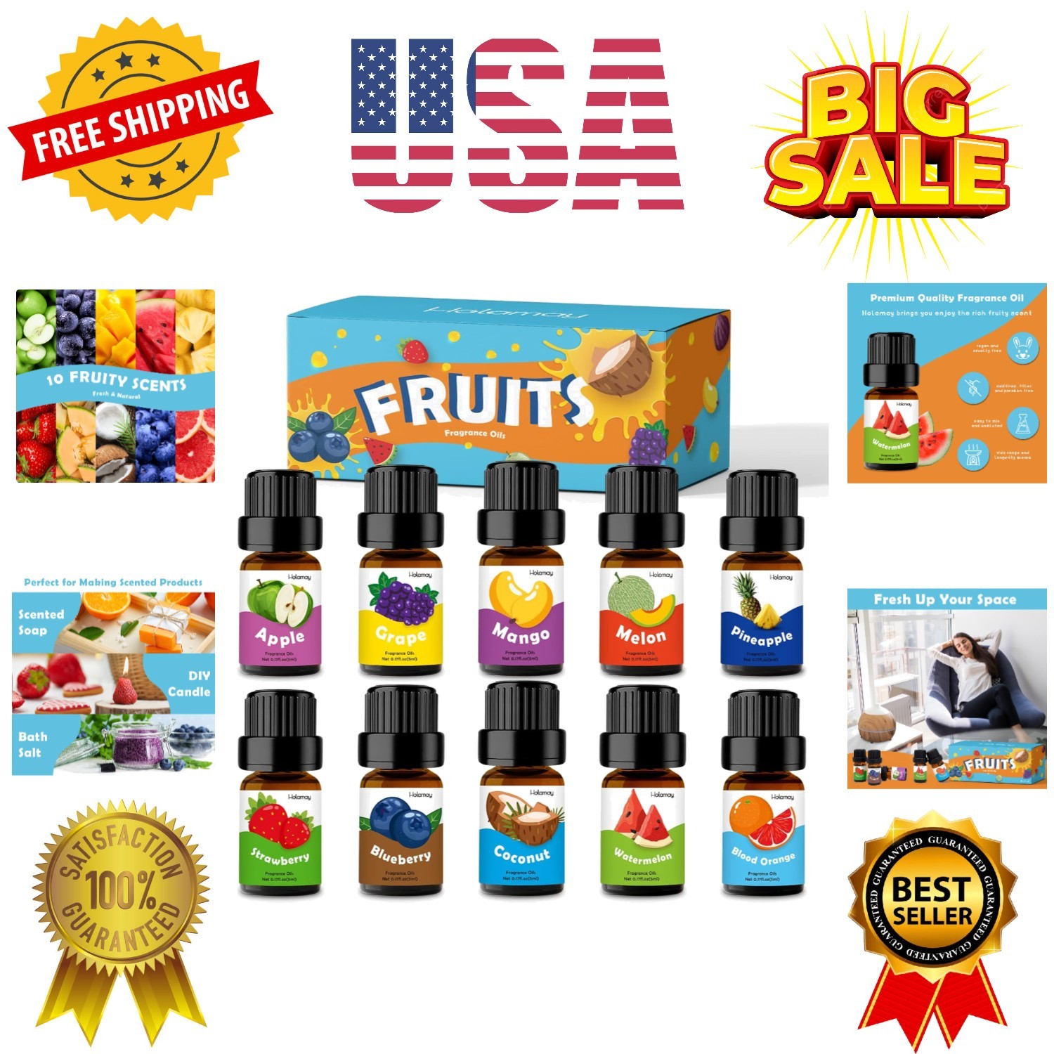 Fruity Fragrance Oil, Fruit Essential Oils for Diffuser, Candle Soap Making …