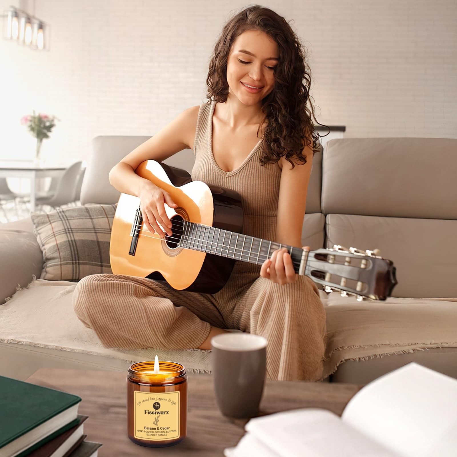 Fissiworx Vanilla Scented Candle Set 2 Pack, for Home 2
