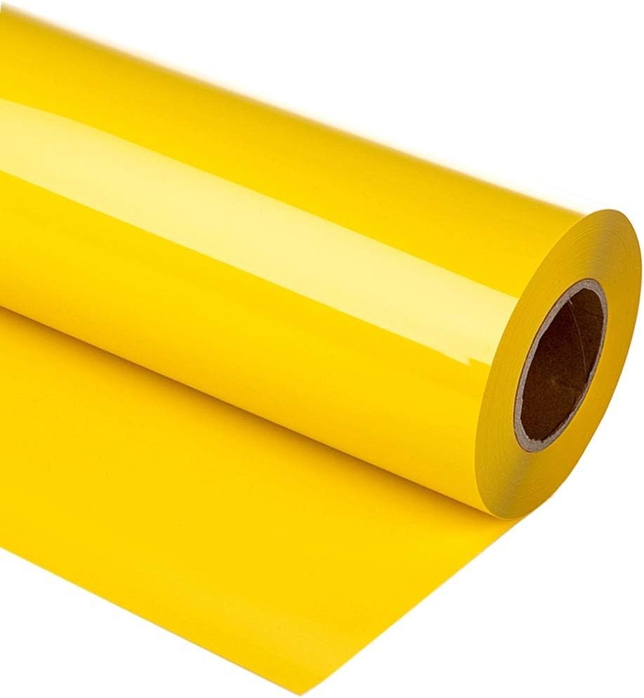 Heat Transfer Vinyl Yellow HTV Rolls, 12″ x 10ft Iron on Vinyl for T-Shirts, …