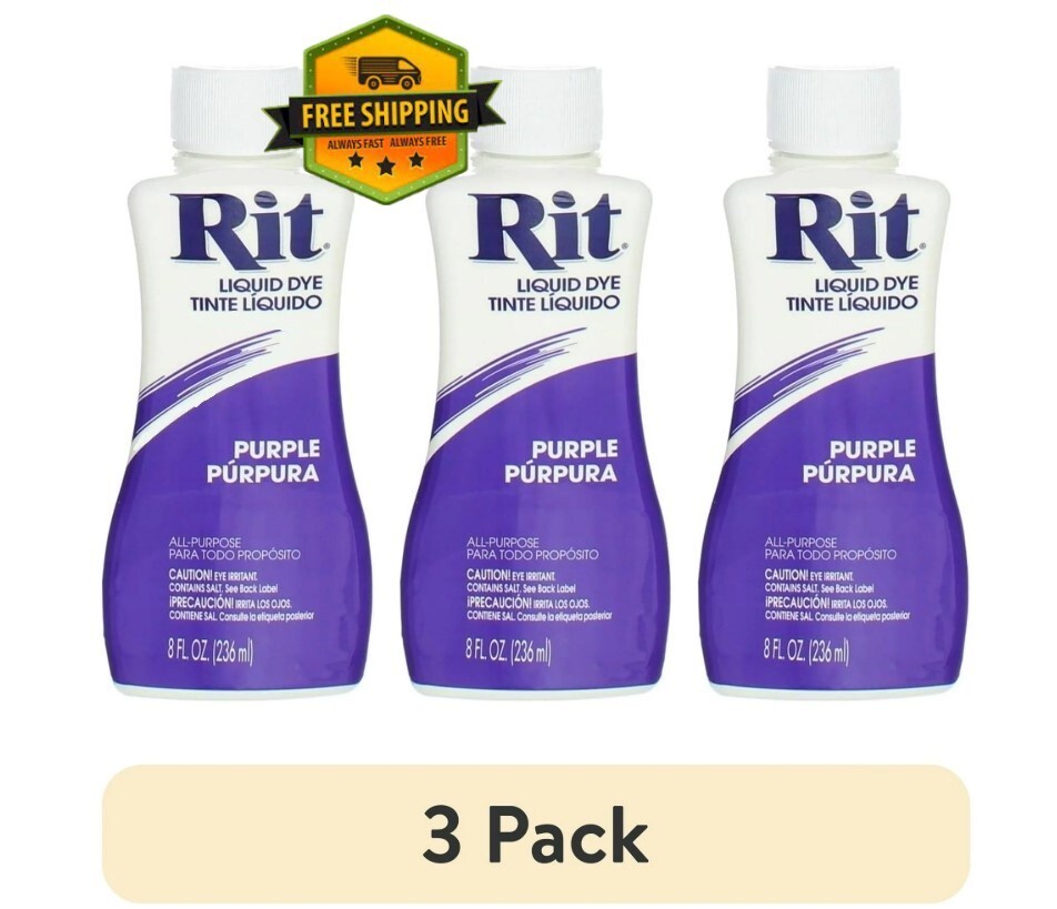 Rit All-Purpose Liquid Dye, Purple, 8 fl oz (3-Pack)