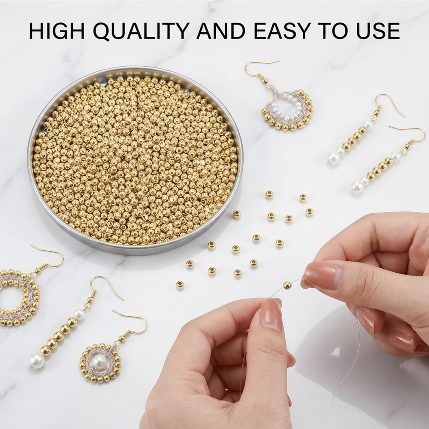 3000 Pcs 3mm Beads, Spacer Beads for Jewelry Making, Smooth Round Bead with Hole