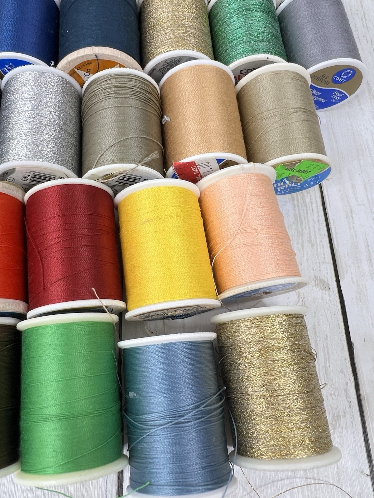 Sewing Thread Spools Mixed Colors Some Vintage Various Brands Colors Lot of 50