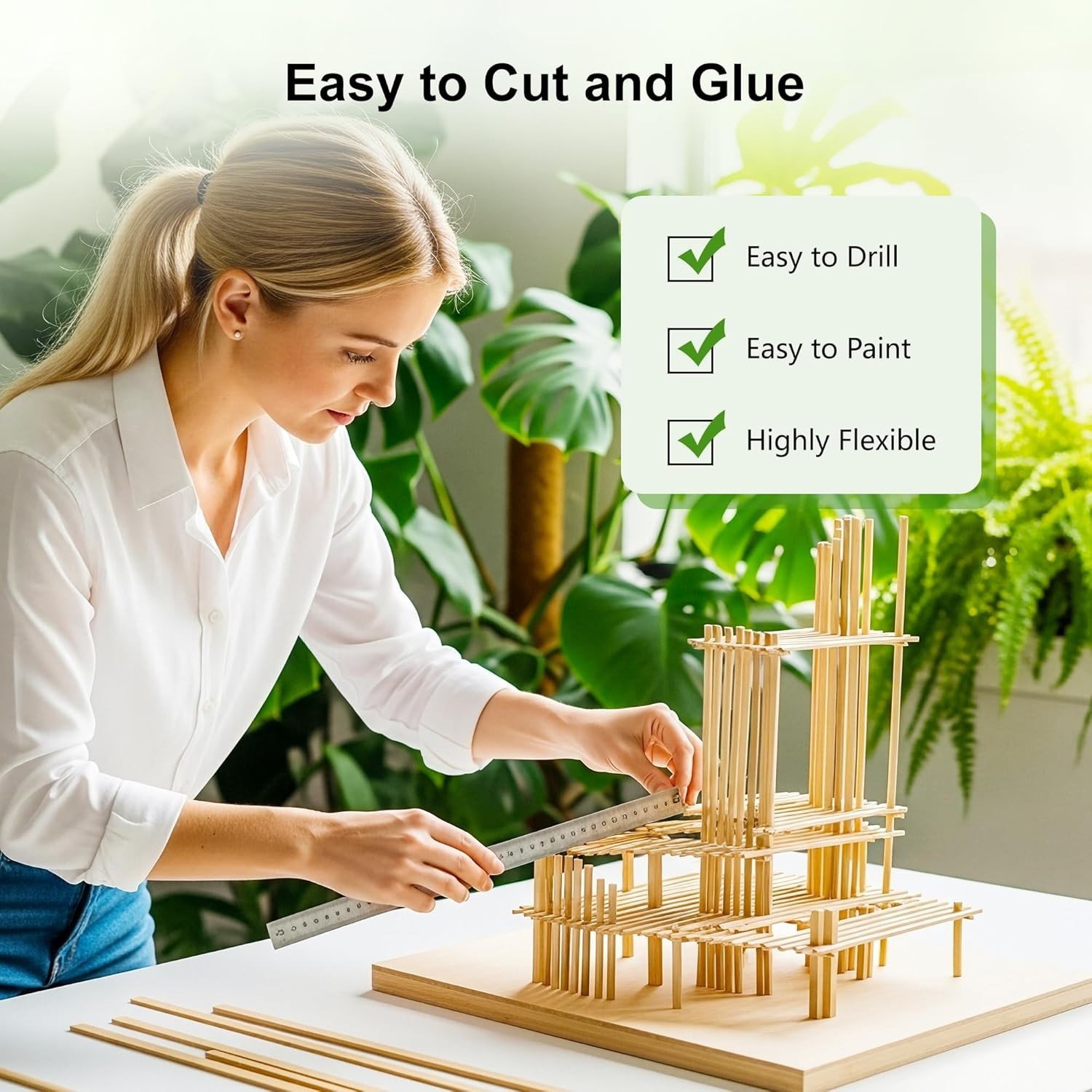 Eco-Friendly Bamboo Craft Sticks – 30 Extra Long Sticks for Handmade Creations