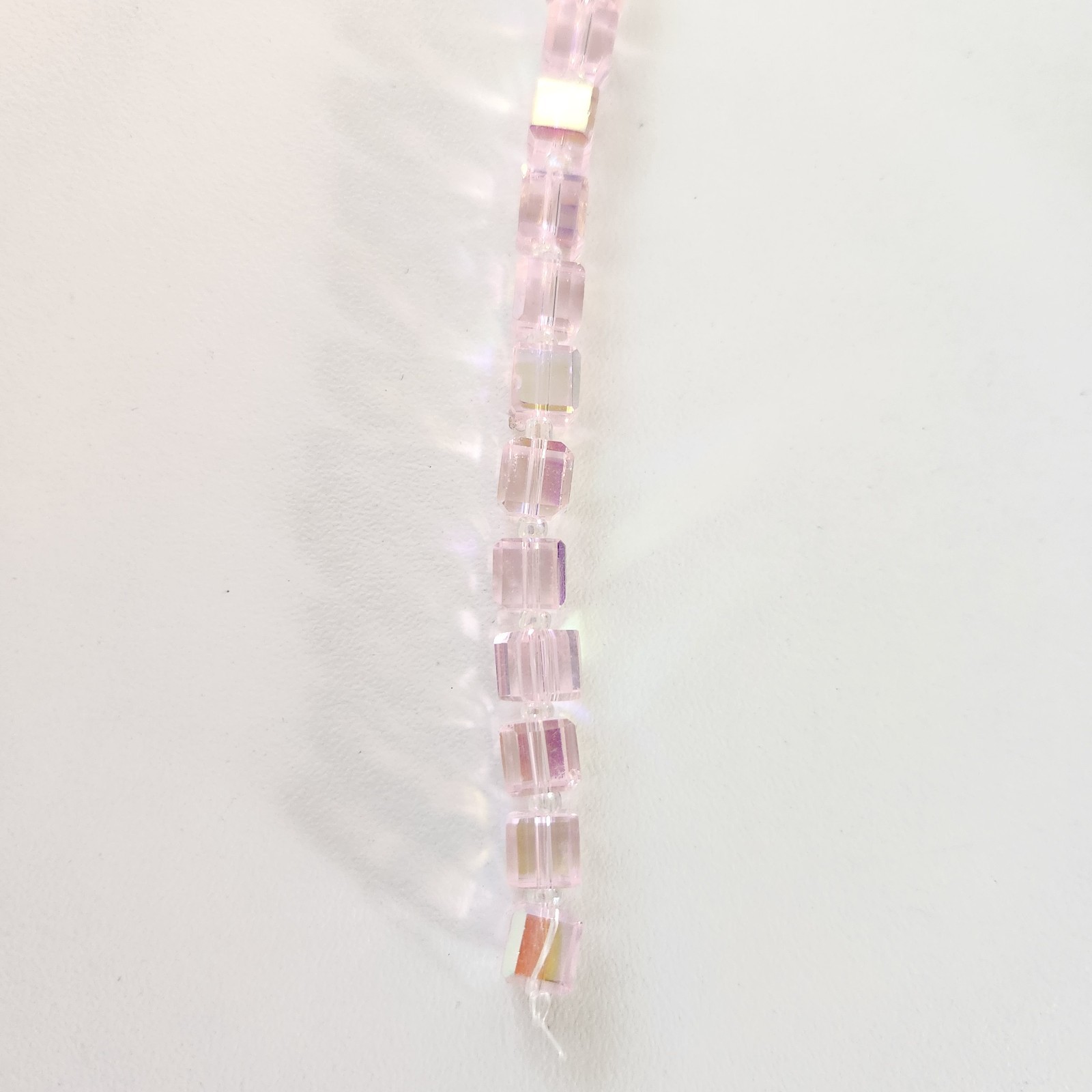 Bliss Beads Bead Strand Rose Pink AB Iridescent Square Faceted