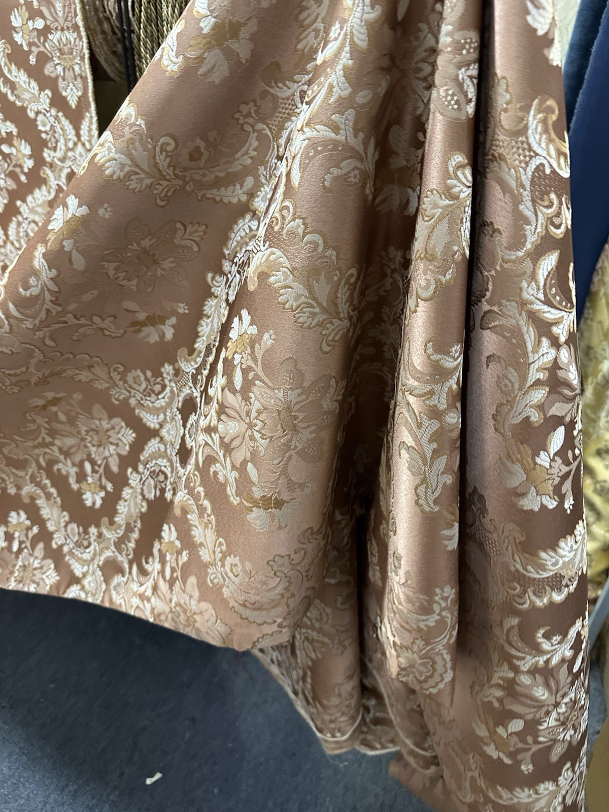 Rose Gold Damask Jacquard Brocade Fabric (116in.) Sold By The Yard