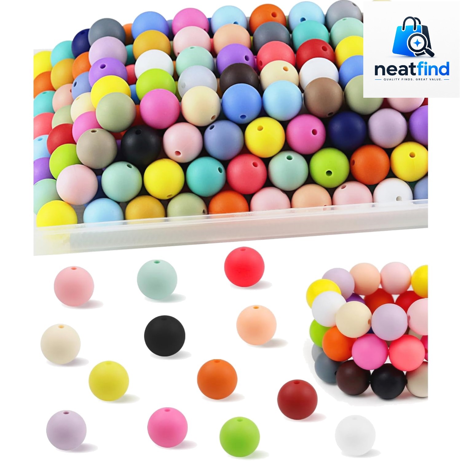 150PCS 30 Colors 15mm Round Silicone Beads | 5 Each Color, Odorless, Seamless…