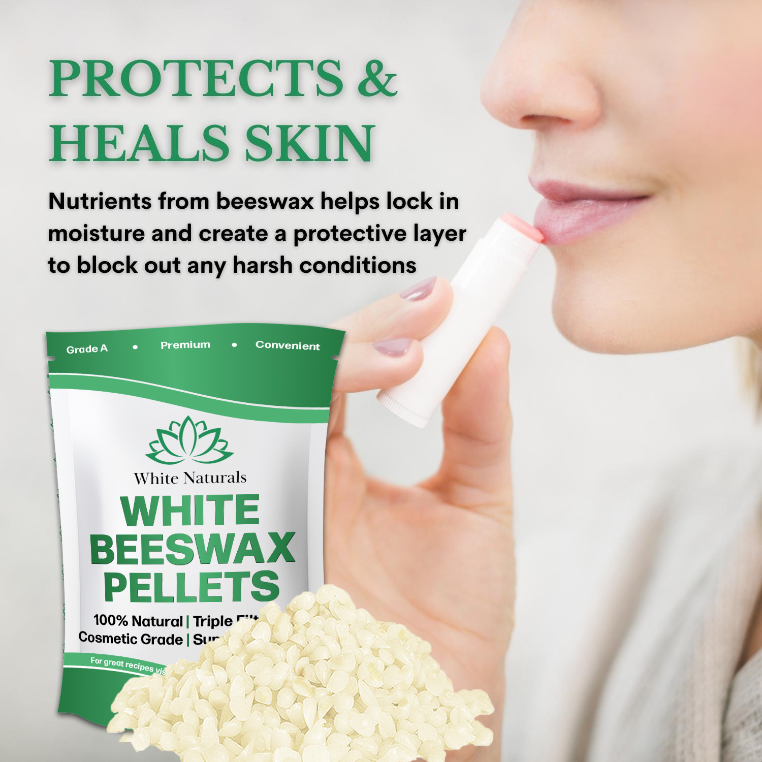 Organic White Beeswax Pellets 1lb, 100% Natural & Pure, Cosmetic Grade Pastilles