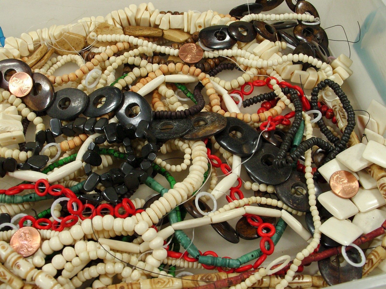 2 Pounds Assorted Shapes and Sizes India Water Buffalo Bone Beads Bulk (KRD-3) ⭐