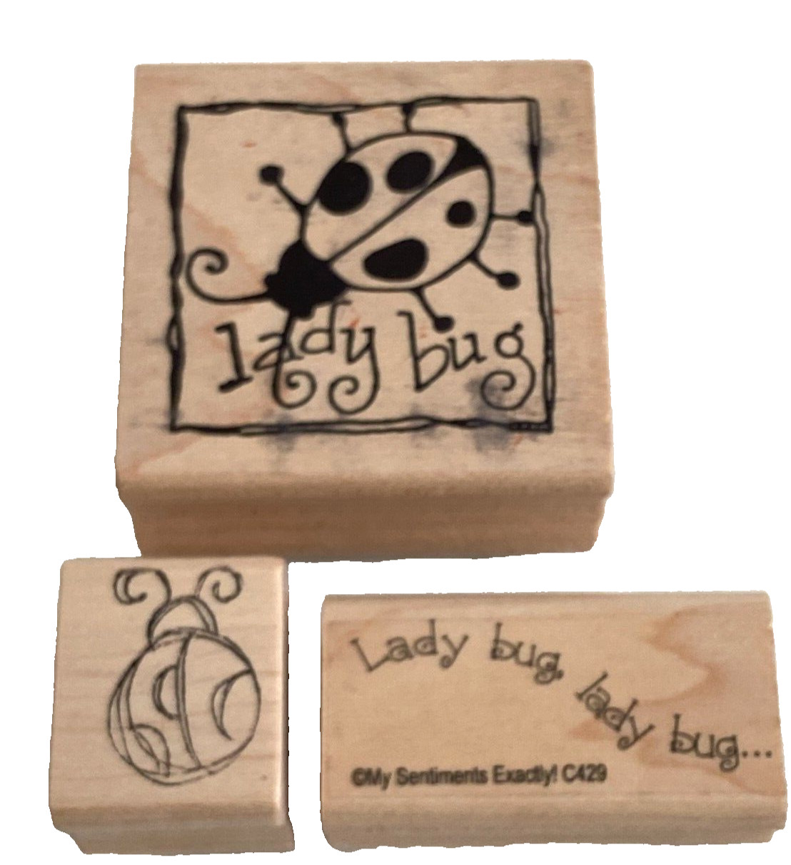 Magenta & My Sentiments ~ LADY BUG 3 pc. Rubber Stamp LOT ~ New, Unused