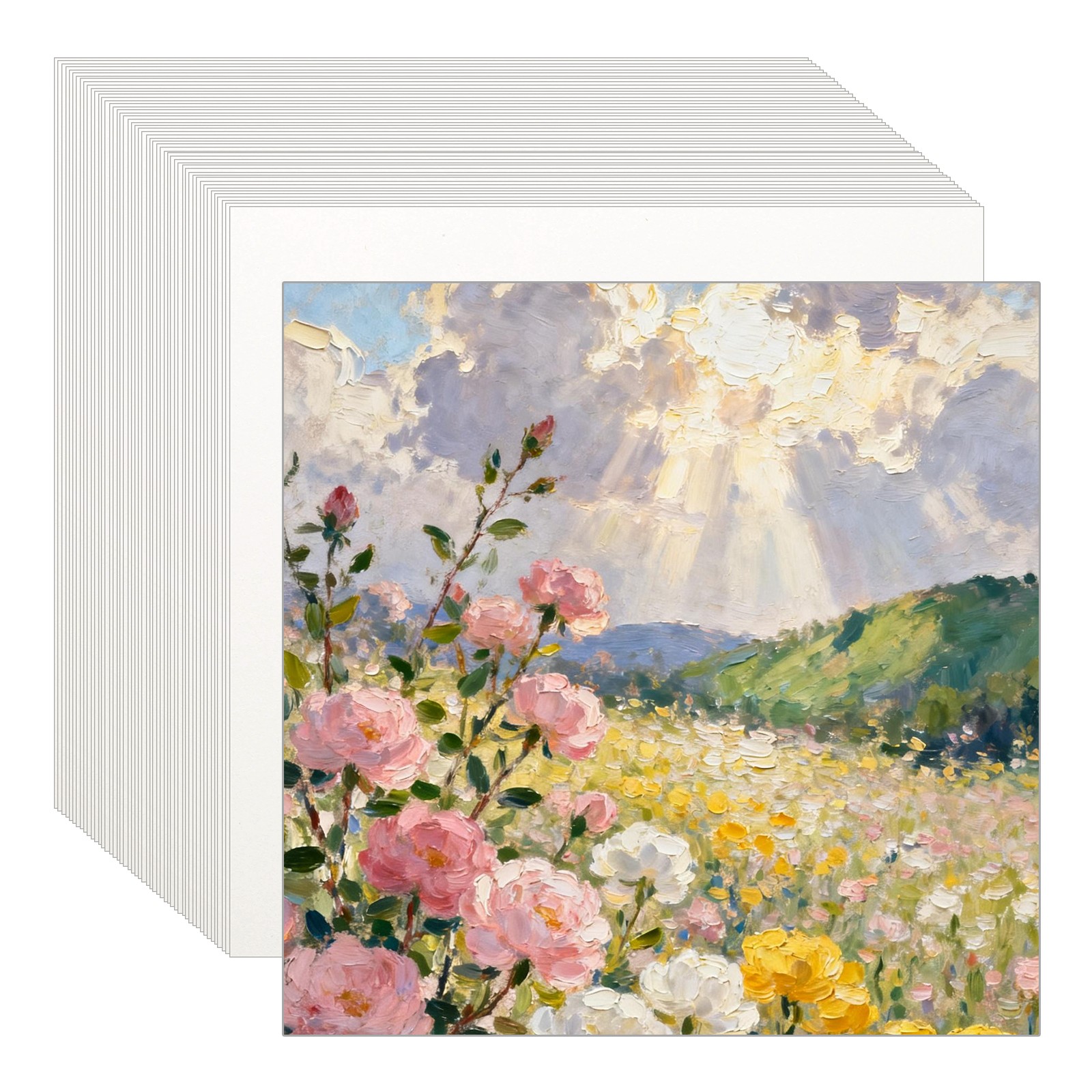 7.9 x 7.9 Inch Pastel Paper, 50 Pack 200 GSM Pastel Drawing Paper, Beige