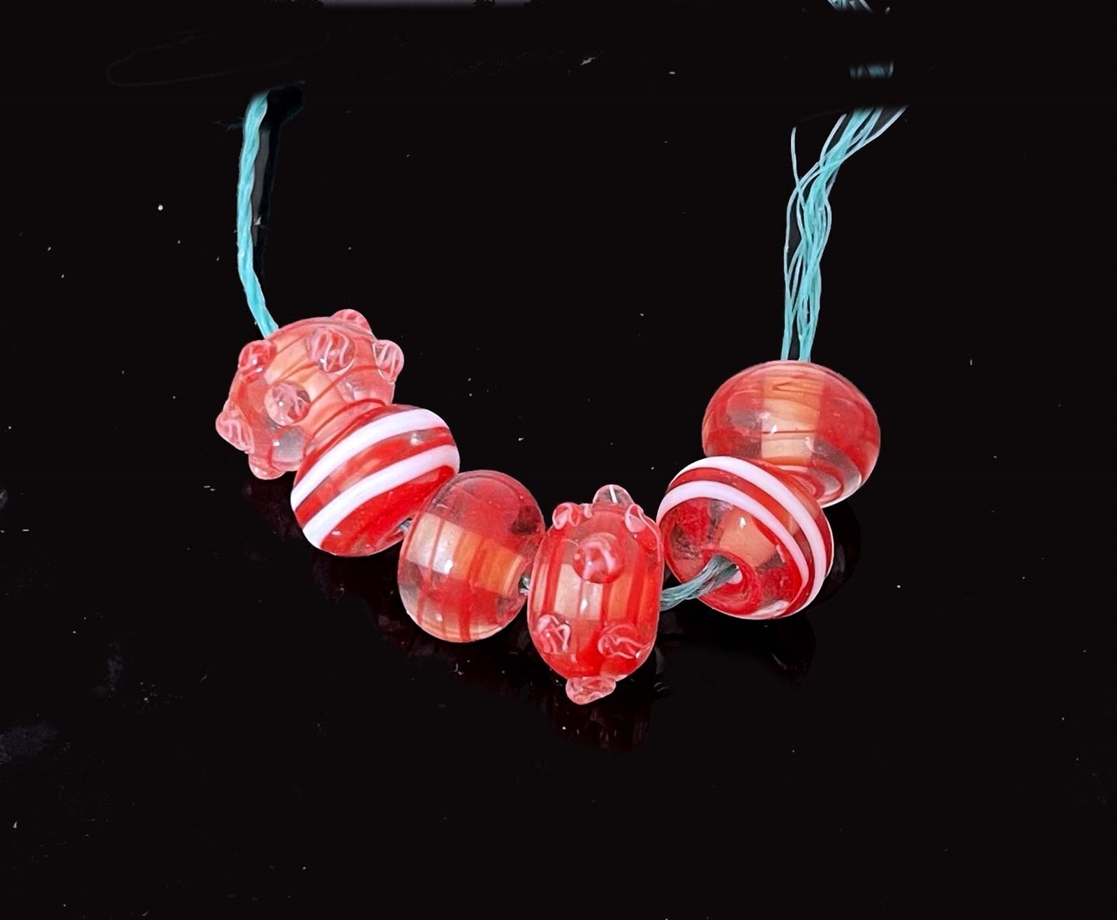6 Handmade Lampwork Glass Spacer Rondelle Beads Mix Pattern 13x8mm – Ice Cherry
